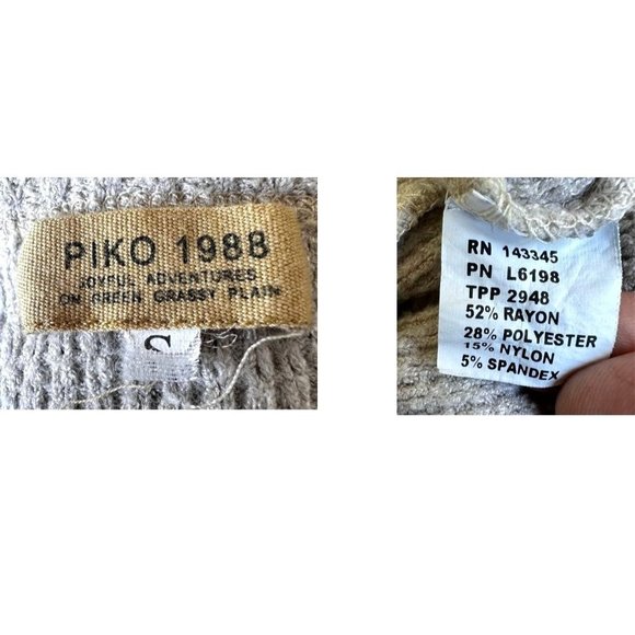 Piko 1988 Waffle Knit Cardigan Sz S Gray Button Oversized Sweater Henley… - Picture 12 of 12